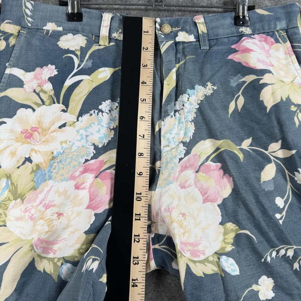 Polo Ralph Lauren Shorts Mens 34 Blue Floral Linen Chino 9 In Inseam Hawaiian - Picture 5 of 12
